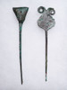 ANCIENT PRE-COLUMBIAN CHIMU COPPER DECORATIVE AND RATTLE PINS  *PC329