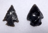 TWO TYPES OF AZTEC PRE-COLUMBIAN ARROWHEAD DARTS IN BLACK OBSIDIAN  *PC346