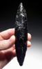 SUPERB PRE-COLUMBIAN AZTEC OBSIDIAN LEAF BLADE DAGGER WITH BIFACIAL FLAKING   *PC379