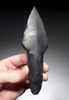 SUPREME MAYAN PRE-COLUMBIAN STEMMED MACRO BLADE DAGGER FLAKED STONE KNIFE WITH HANDLE  *PC489