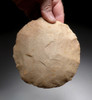 LARGE TENERIAN AFRICAN NEOLITHIC BIFACIAL SUN DISK SCRAPER IN QUARTZITE  *CAP392