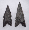 TWO FINEST LARGE INDURATED SHALE AFRICAN CAPSIAN NEOLITHIC PROJECTILE POINT ARROWHEADS  *CAP415