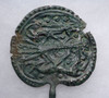 RARE ANCIENT IRANIAN LURISTAN BRONZE DISK-HEADED PIN WITH CHASED MASTERS OF ANIMALS IMAGE  *LUR358