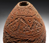 RARE WEST SAHEL AFRICAN NEOLITHIC ANCIENT CERAMIC SEED JAR WITH DECORATED RED GLAZED PATTERN   *CAP344