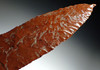 NEEDLE-TIPPED MAYAN PRE-COLUMBIAN CEREMONIAL RED MAHOGANY OBSIDIAN BIFACIAL SACRIFICIAL KNIFE DAGGER BLADE  *PC612