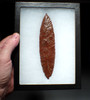 NEEDLE-TIPPED MAYAN PRE-COLUMBIAN CEREMONIAL RED MAHOGANY OBSIDIAN BIFACIAL SACRIFICIAL KNIFE DAGGER BLADE  *PC612