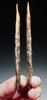 EXTREMELY RARE PAIR OF PRE-COLUMBIAN MAYAN BIFACIAL FLINT PRESTIGE WARFARE STABBING SPEARHEADS WITH ORIGINAL RITUAL "BLOOD" CINNABAR PIGMENT  *PC611