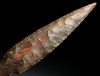 EXTREMELY RARE PAIR OF PRE-COLUMBIAN MAYAN BIFACIAL FLINT PRESTIGE WARFARE STABBING SPEARHEADS WITH ORIGINAL RITUAL "BLOOD" CINNABAR PIGMENT  *PC611
