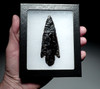 SUPREME LARGE PRESTIGE ATLATL BANDED OBSIDIAN BIFACIAL SPEARHEAD OF THE PRE-COLUMBIAN AZTECS  *PC650
