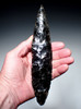EXCEPTIONAL LARGE AZTEC PRE-COLUMBIAN OBSIDIAN SACRIFICIAL LEAF DAGGER BLADE FOR HEART REMOVAL SACRIFICE  *PC648