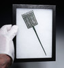 UNUSUAL ANCIENT BRONZE GEOMETRIC RECTANGULAR HEAD OPENWORK STICK PIN OF THE EASTERN SAKA SCYTHIANS  *LUR460