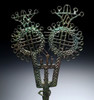 EXTREMELY RARE SAKA SCYTHIAN ANCIENT COPPER BRONZE OPENWORK IDOL ANTHROPOMORPHIC STICK PIN  *LUR451