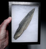 CHOICE MAYAN PRE-COLUMBIAN STEMMED MACRO BLADE DAGGER FLAKED STONE KNIFE WITH HANDLE  *PC670