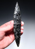 CEREMONIAL AZTEC PRE-COLUMBIAN OBSIDIAN LEAF BLADE RITUAL SACRIFICE DAGGER WITH SUPERB WORKMANSHIP  *PC665