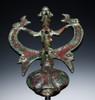 EXTRAORDINARY LARGE ANCIENT BRONZE 'MASTER OF ANIMALS' FIGURAL IDOL FINIAL FROM NEAR EAST LURISTAN  *LUR472