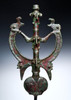 EXTRAORDINARY LARGE ANCIENT BRONZE 'MASTER OF ANIMALS' FIGURAL IDOL FINIAL FROM NEAR EAST LURISTAN  *LUR472