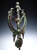 EXTRAORDINARY LARGE ANCIENT BRONZE 'MASTER OF ANIMALS' FIGURAL IDOL FINIAL FROM NEAR EAST LURISTAN  *LUR472