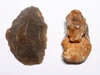 CRO MAGNON AURIGNACIAN UPPER PALEOLITHIC FLINT RABOT PLANER FLAKE TOOL WITH BUTCHERED MEGAFAUNA FOSSIL BONE FROM FAMOUS LA GANE SITE IN FRANCE  *UP093