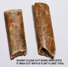 CRO MAGNON AURIGNACIAN UPPER PALEOLITHIC LARGE FLINT BLADE KNIFE TOOL WITH BUTCHERED MEGAFAUNA FOSSIL BONES FROM FAMOUS LA GANE SITE IN FRANCE  *UP088