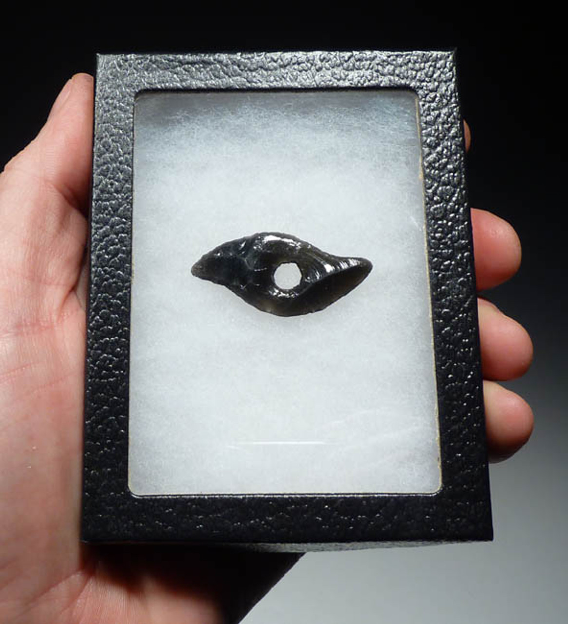 PC010  -  UNUSUAL PIERCED SYMBOLIC OBSIDIAN OBJECT FROM THE ANCIENT PRE-COLUMBIAN TEOTIHUACAN CULTURE