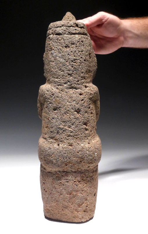 PRE-COLUMBIAN LARGE STONE FIGURE SHAMAN STATUE