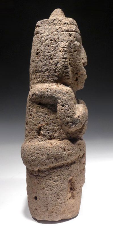 PRE-COLUMBIAN LARGE STONE FIGURE SHAMAN STATUE