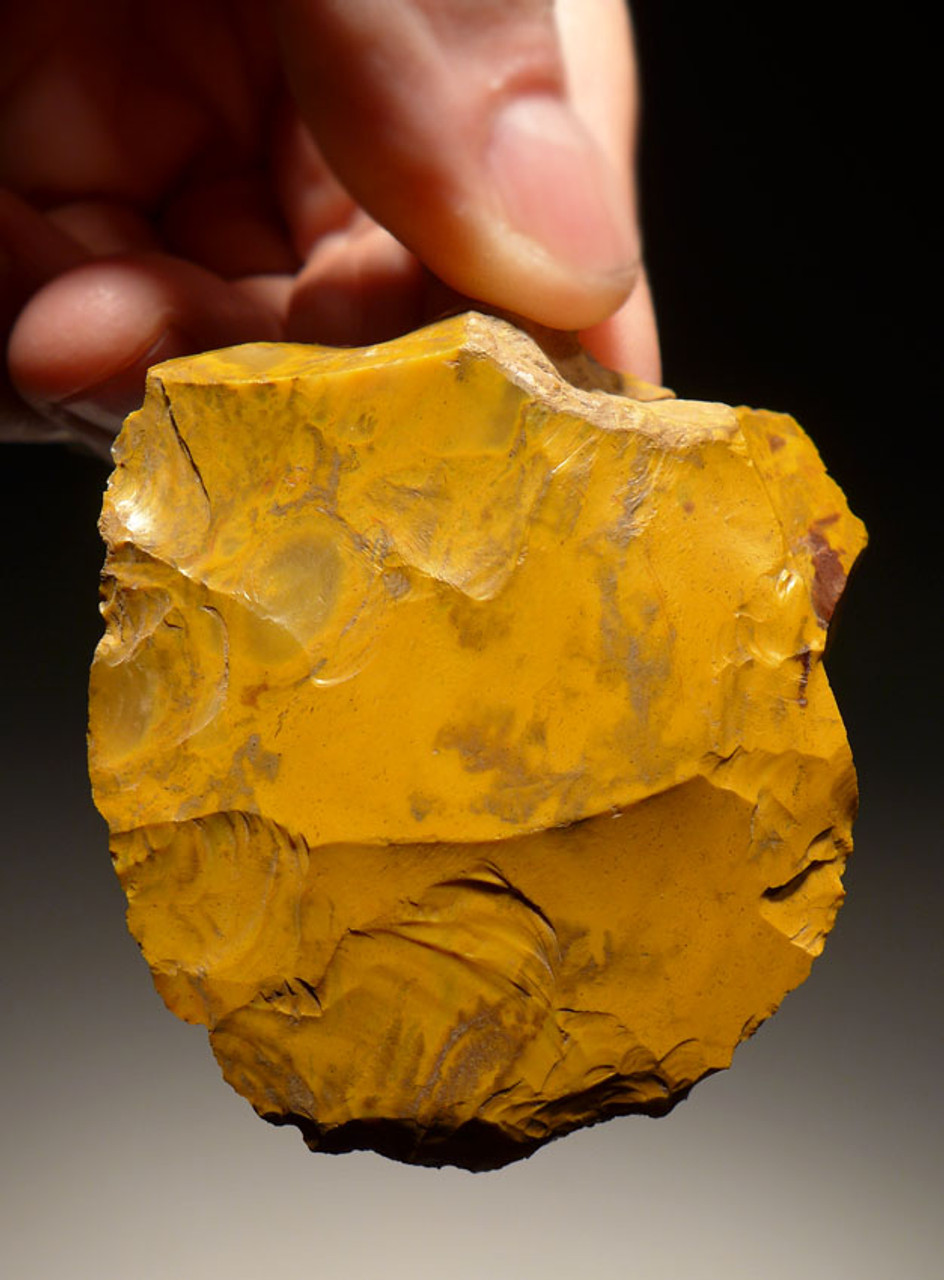 M357 - RARE YELLOW JASPER NEANDERTHAL MOUSTERIAN HANDAXE BIFACE FROM FAMOUS FONTMAURE SITE IN FRANCE
