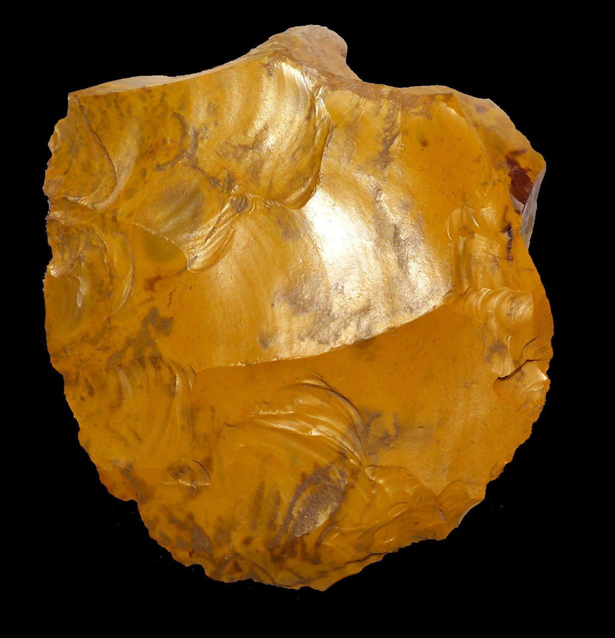 M357 - RARE YELLOW JASPER NEANDERTHAL MOUSTERIAN HANDAXE BIFACE FROM FAMOUS FONTMAURE SITE IN FRANCE