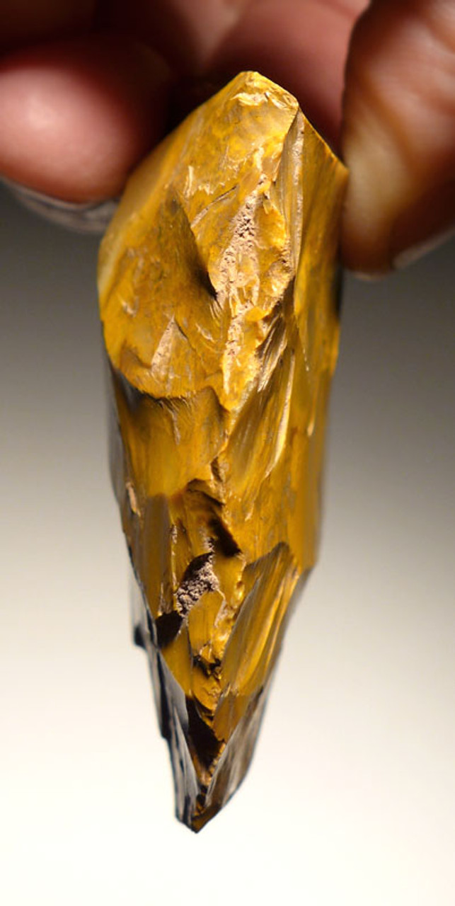 M357 - RARE YELLOW JASPER NEANDERTHAL MOUSTERIAN HANDAXE BIFACE FROM FAMOUS FONTMAURE SITE IN FRANCE