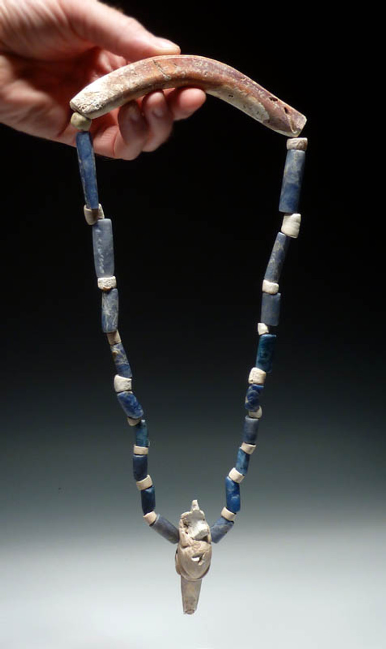 PRE-COLUMBIAN ANCIENT SHELL STONE BEAD NECKLACE JEWELRY