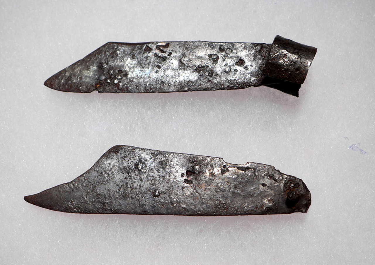 R127 - TWO ANCIENT ROMAN IRON FOLDING KNIFE BLADES