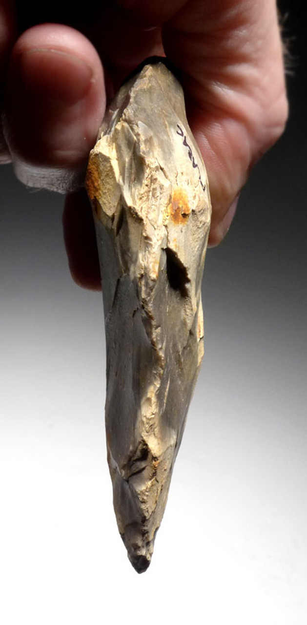 M382 - FINEST INVESTMENT CORDIFORM NEANDERTHAL MOUSTERIAN FLINT HAND AXE FROM FRANCE WITH STUNNING PIEBALD PATTERNS AND COLOR