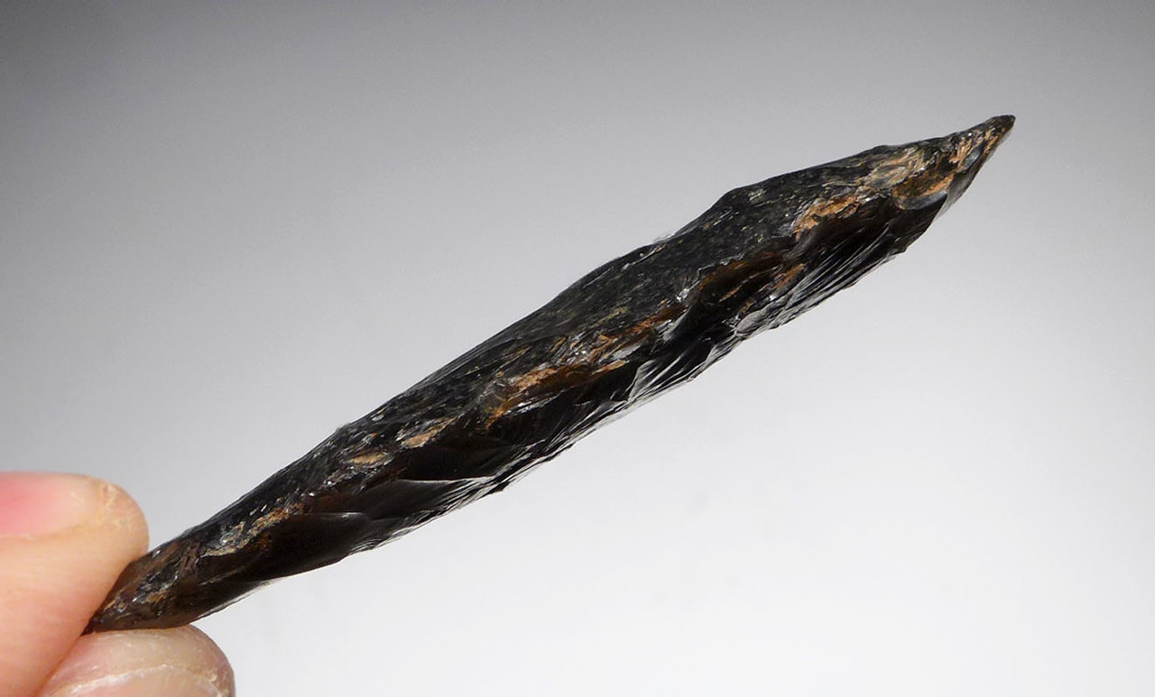 PRE-COLUMBIAN BIFACIAL OBSIDIAN ATLATL HEAD ARROWHEAED WITH FINE FLAKING  FROM THE HEFLIN COLLECTION * PC265