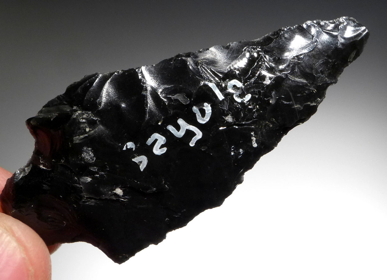 LARGE CHOICE PRE-COLUMBIAN BIFACIAL OBSIDIAN ELONGATE ATLATL POINT FROM THE HEFLIN COLLECTION * PC269