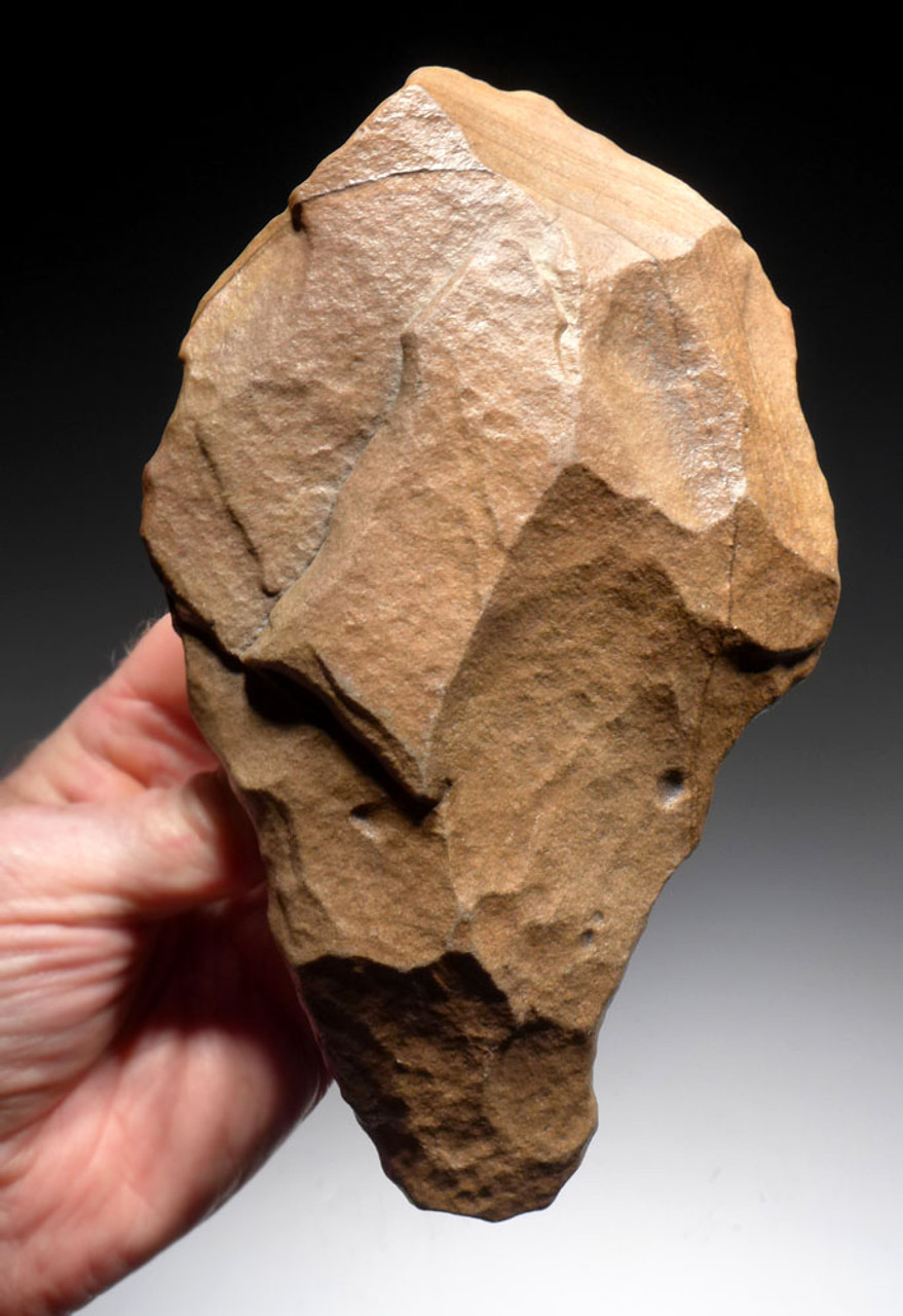 MASSIVE INVESTMENT-GRADE STONE AGE ACHEULEAN HAND AXE FROM AFRICA DESIGNED FOR SMASHING BONES OF LARGE HUNTED GAME ANIMALS *ACH260