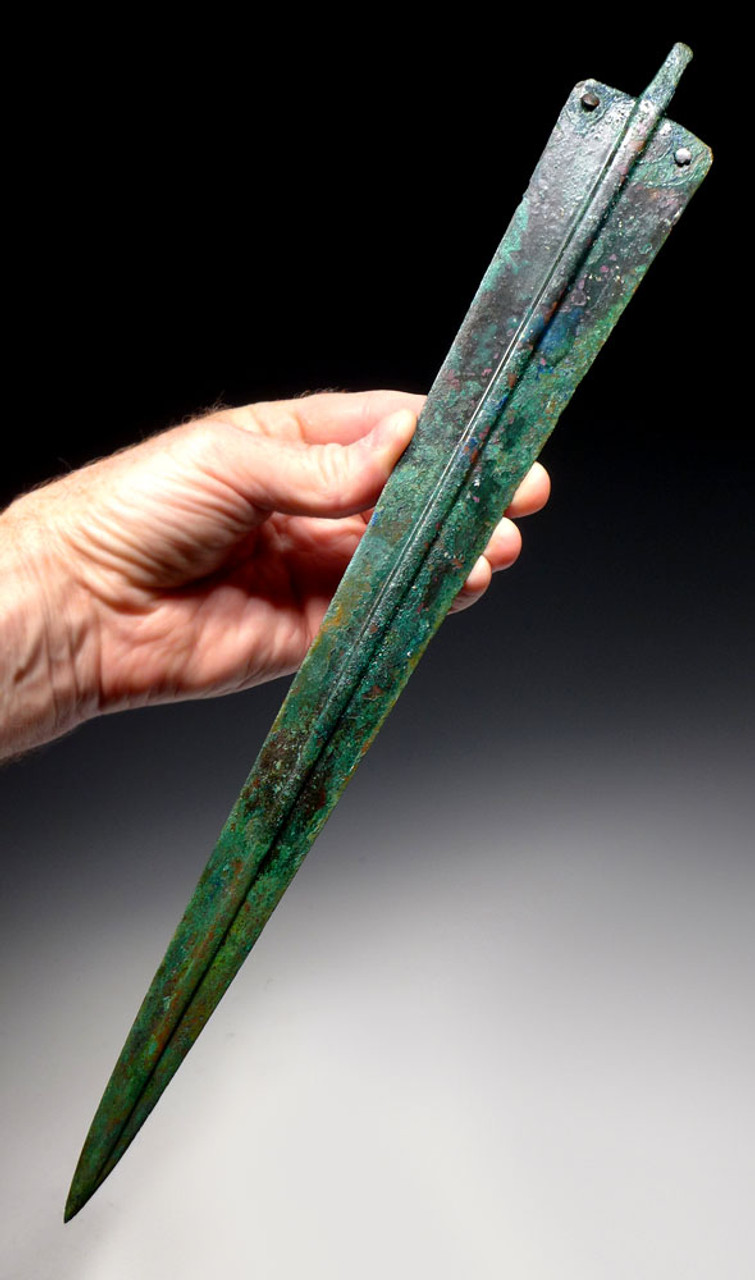 SPECTACULAR ANCIENT BRONZE SWORD WITH RARE HANDLE TRACES OF THE ANCIENT NEAR EASTERN LURISTAN CULTURE *NEPC004