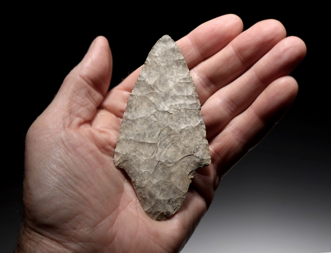 PRE-COLUMBIAN LARGE FLAKED BIFACIAL SPEARHEAD MAYAN SPEAR HEAD
