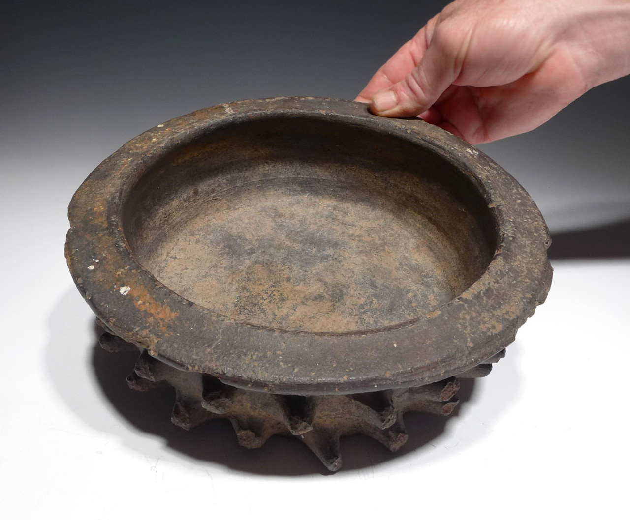 UNBROKEN LARGE MAYAN SPIKED RITUAL BOWL CERAMIC WITH CEIBA TREE THORN DESIGN *PC280