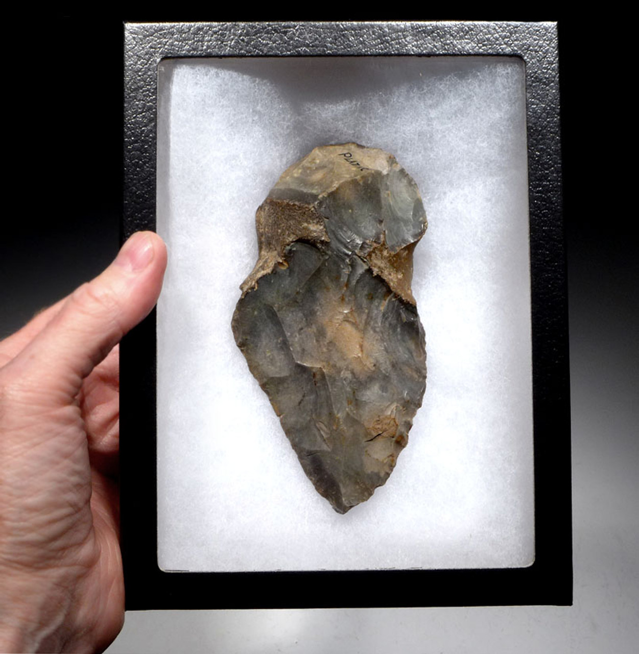 LARGE MUSEUM-CLASS NEANDERTHAL MOUSTERIAN FLINT HAND AXE OF INGENIOUS DESIGN FROM FAMOUS REGION IN FRANCE *M381