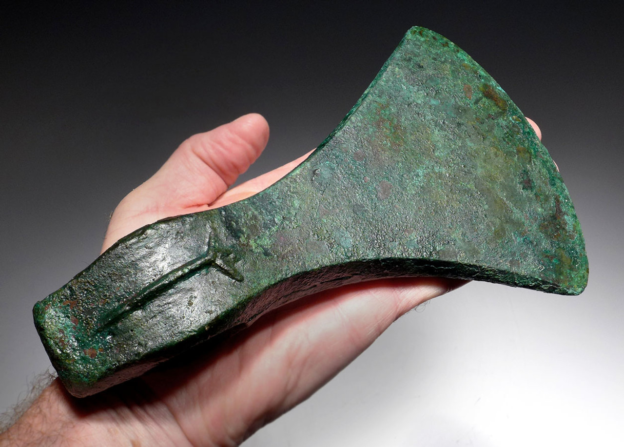 MASSIVE ANCIENT BRONZE NEAR EASTERN LURISTAN HEAVY INFANTRY WAR AXE WITH STUNNING PATINA *LUR116