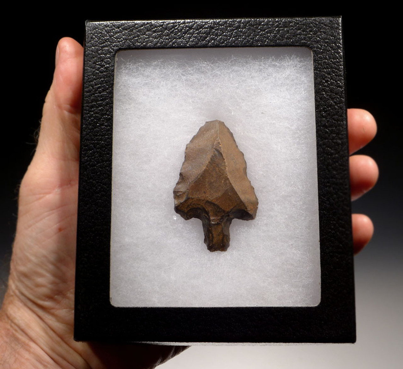 EXTREMELY FINE SYMMETRICAL LARGE MIDDLE PALEOLITHIC ATERIAN TANGED POINT - OLDEST KNOWN ARROWHEAD *AT088