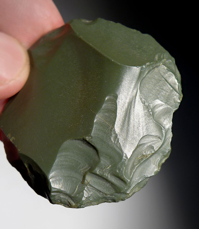 TENERIAN AFRICAN NEOLITHIC ROBUST GREEN JASPER DISCOIDAL SCRAPER