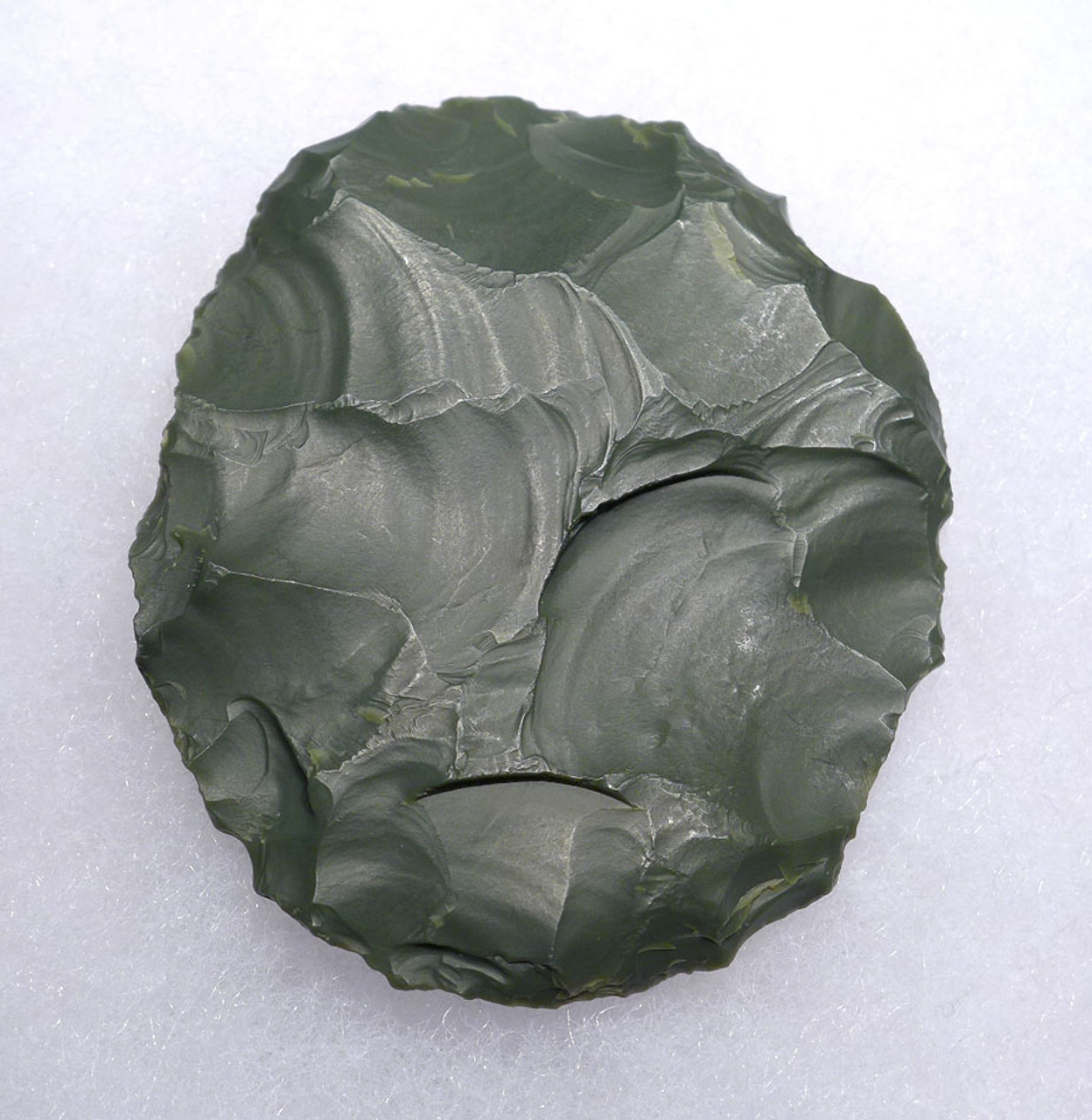 EXCEPTIONAL TENERIAN AFRICAN NEOLITHIC GREEN JASPER DISK SCRAPER FROM THE PEOPLE OF THE GREEN SAHARA *CAP239