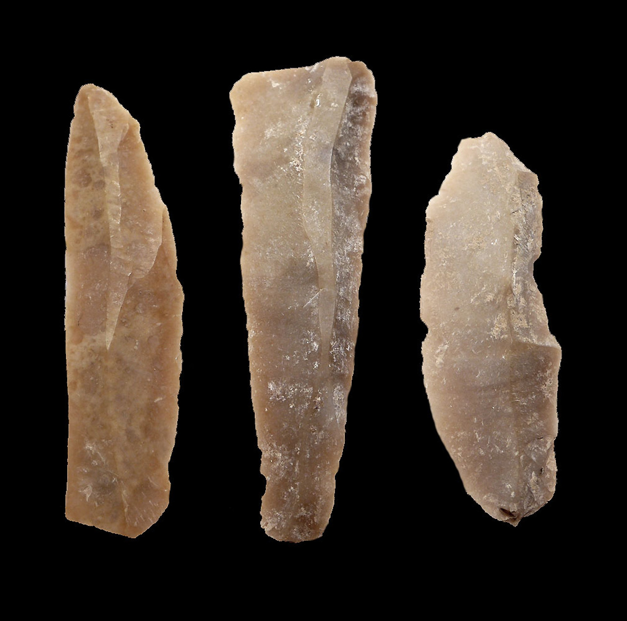 THREE RARE FLINT MIDDLE EAST NEOLITHIC KNIFE BLADES FROM THE CRADLE OF CIVILIZATION IN JORDAN  *N186