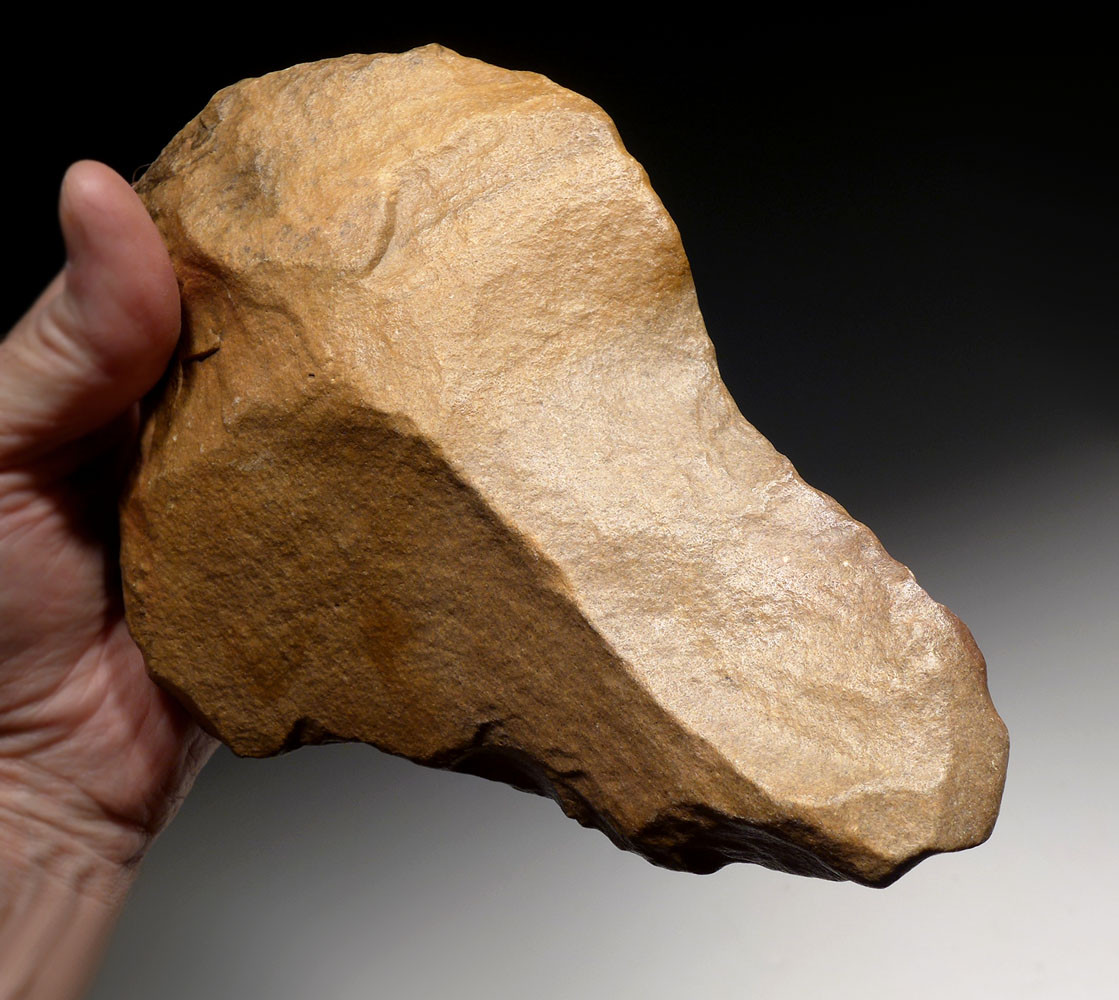 LARGE MUSEUM-CLASS BONE-SMASHING ACHEULEAN STONE HAND AXE MADE BY HOMO ERECTUS (ERGASTER)  *ACH413