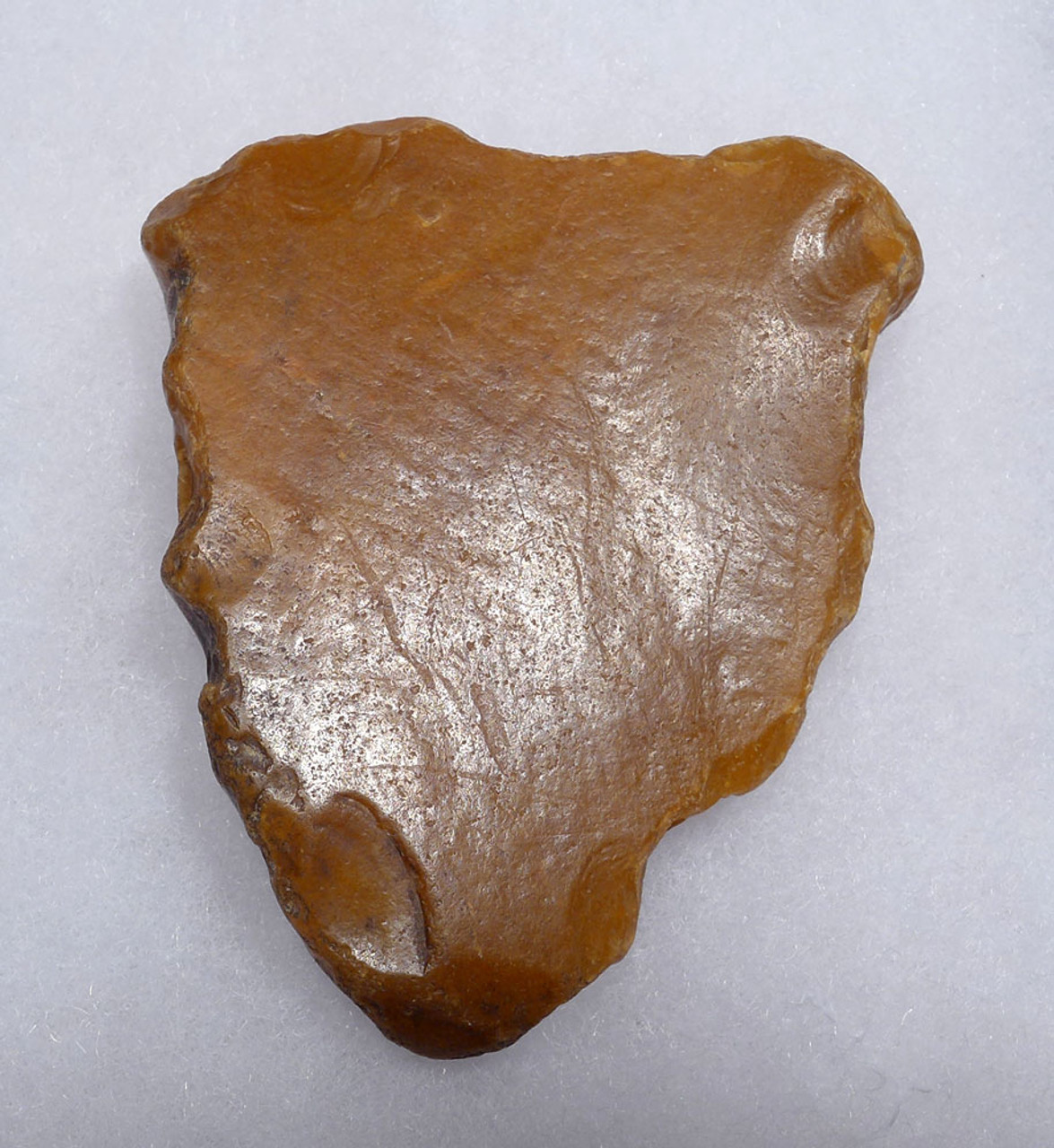 RARE ORANGE FLINT EUROPEAN HOMO ERECTUS ACHEULEAN FLAKE TOOL FROM PREHISTORIC FRANCE  *ACH295