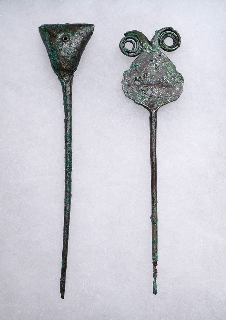 ANCIENT PRE-COLUMBIAN CHIMU COPPER DECORATIVE AND RATTLE PINS  *PC329