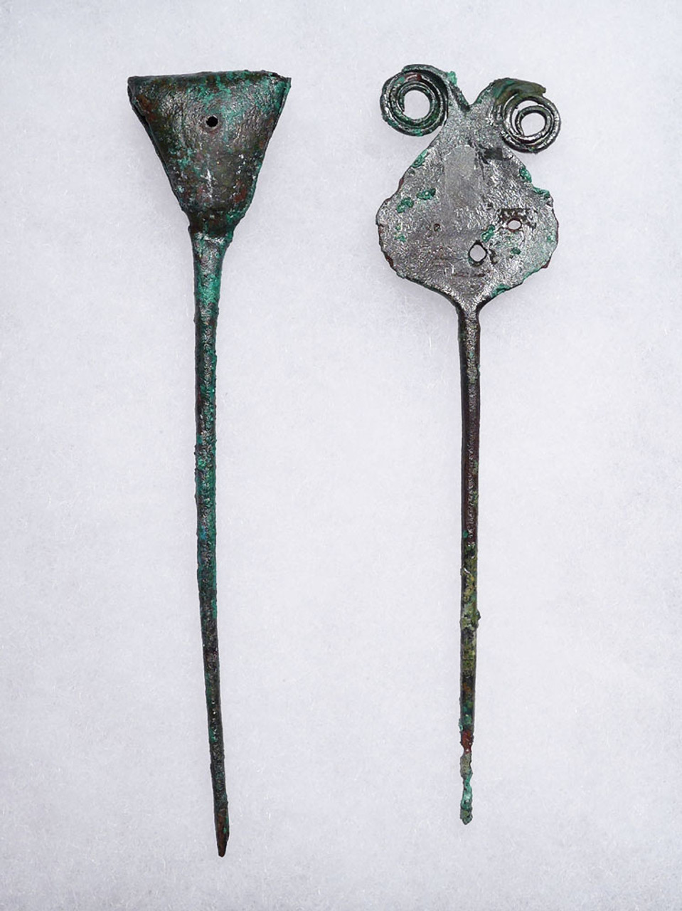 ANCIENT PRE-COLUMBIAN CHIMU COPPER DECORATIVE AND RATTLE PINS  *PC329