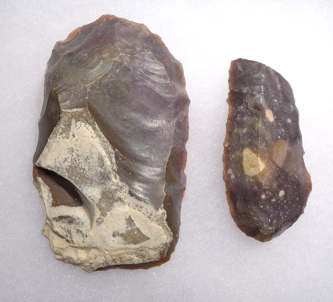 TWO EXCEPTIONAL AFRICAN NEOLITHIC FLINT SIDE SCRAPERS FROM THE