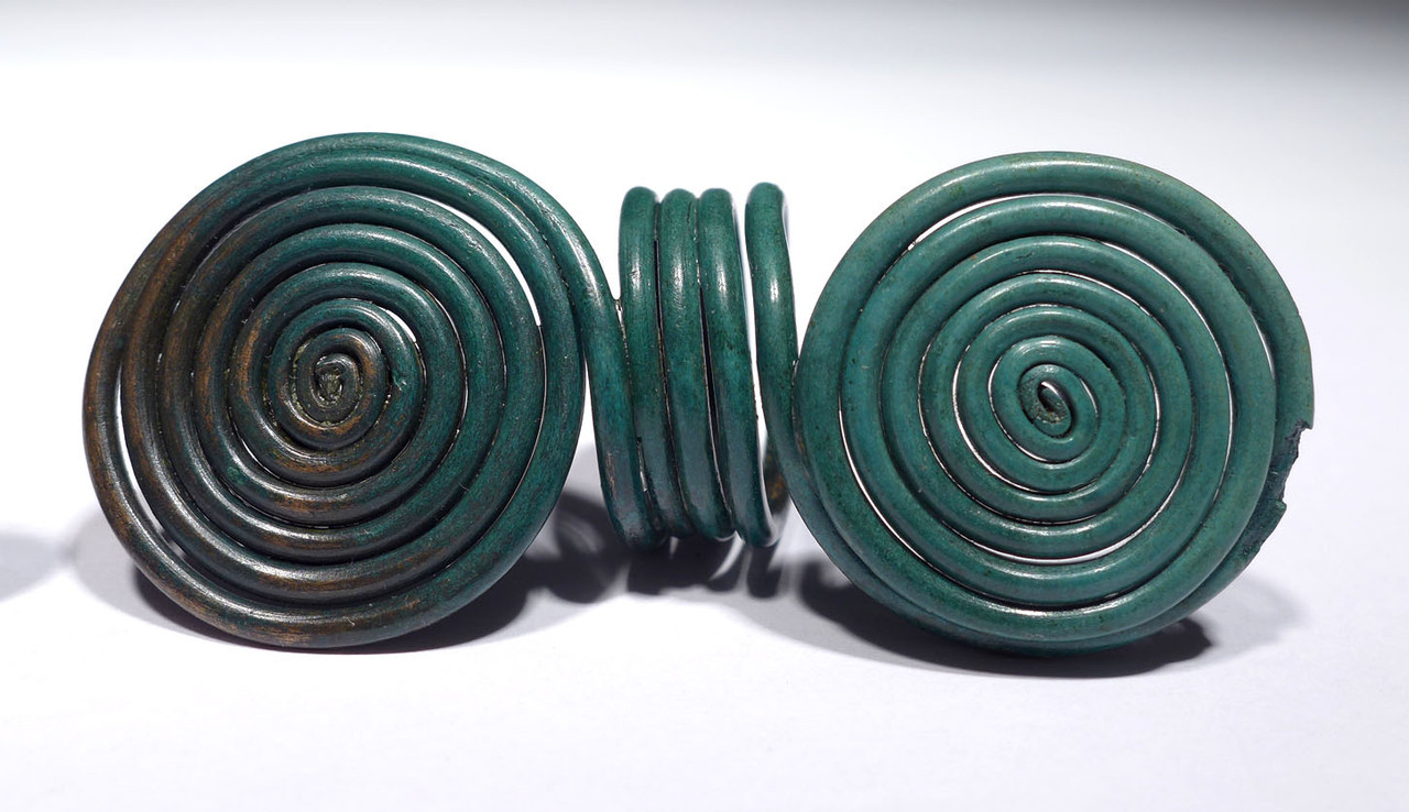 RARE ORIGINAL ANCIENT JEWELRY PAIR OF EUROPEAN BRONZE AGE SPIRAL ORNAMENT FINGER RINGS  *CEL021